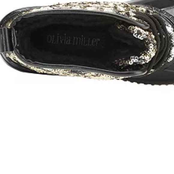 OLIVIA MILLER Water Resistant Black with Gold Sequin Duck Boots Size 7 N… - Picture 11 of 15